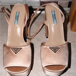 Prada Satin Platforms - Champagne